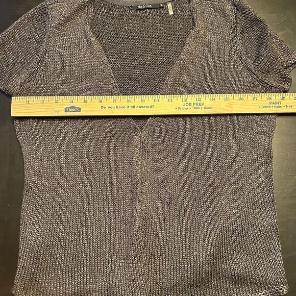Nic + Zoe Charcoal Gray Cardigan Sweater Short Sleeves Lightweight Size Medium - Picture 7 of 11